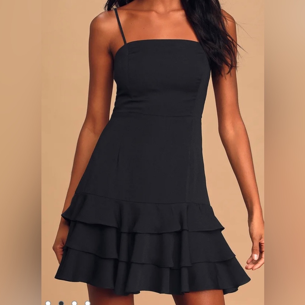 Lulus The Best Night Black Sleeveless Tiered Ruffled Mini Dress